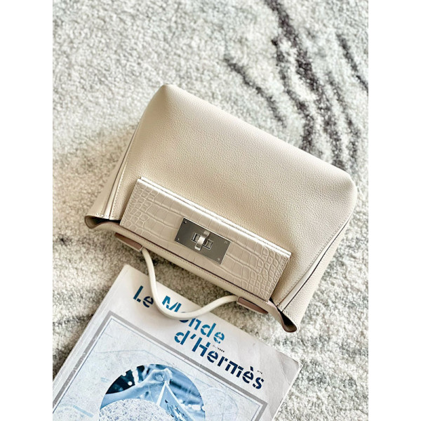 Hermes Kelly Mini Epsom Rose Confetti (1Q) Palladium Hardware Beige