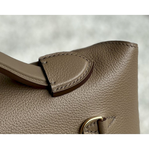 Hermes Kelly Cut 31 Swift Rose Sakura (3Q) Gold Hardware Dark Brown