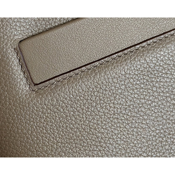 Hermes Kelly Cut 31 Epsom Mauve Sylvestre (X9) Gold Hardware Dark Brown