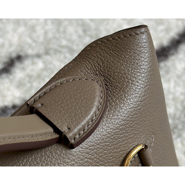 Hermes Kelly Cut 31 Epsom Mauve Sylvestre (X9) Gold Hardware Dark Brown