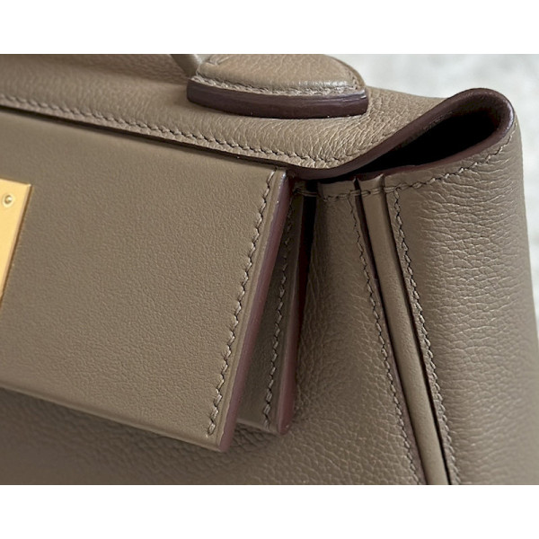 Hermes Kelly Cut 31 Epsom Mauve Sylvestre (X9) Gold Hardware Dark Brown