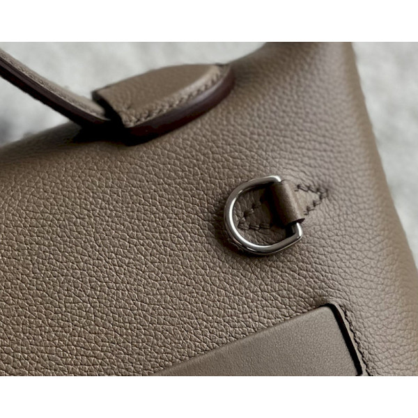 Hermes Kelly Cut 31 Epsom Mauve Sylvestre (X9) Palladium Hardware Dark Brown