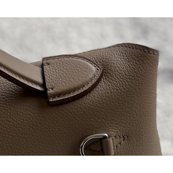 Hermes Kelly Cut 31 Epsom Mauve Sylvestre (X9) Palladium Hardware Dark Brown