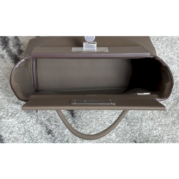 Hermes Kelly Pochette Alligator Bougainviuier (A5) Gold Hardware Dark Brown