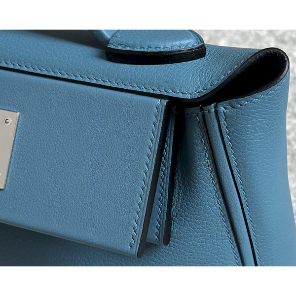 Hermes Kelly Cut 31 Epsom Rose Confetti (1Q) Gold Hardware Blue