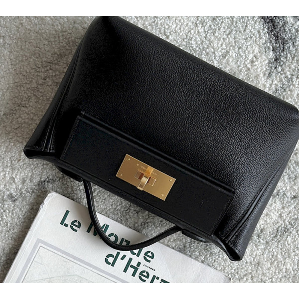 Hermes Kelly Pochette HSS Swift Nior(89) And Jaune D&acirc;Or(9V)Palladium Hardware Black