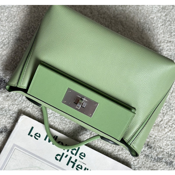 Hermes 24/24 Mini 21 Alligator,Evercolor And Swift Gold (37) Gold Hardware Green