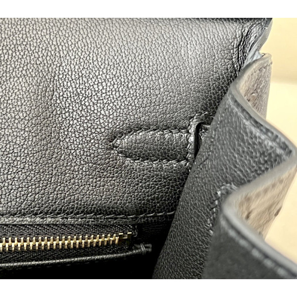 Hermes Birkin 25 Ostrich Nior(89) Gold Hardware Black