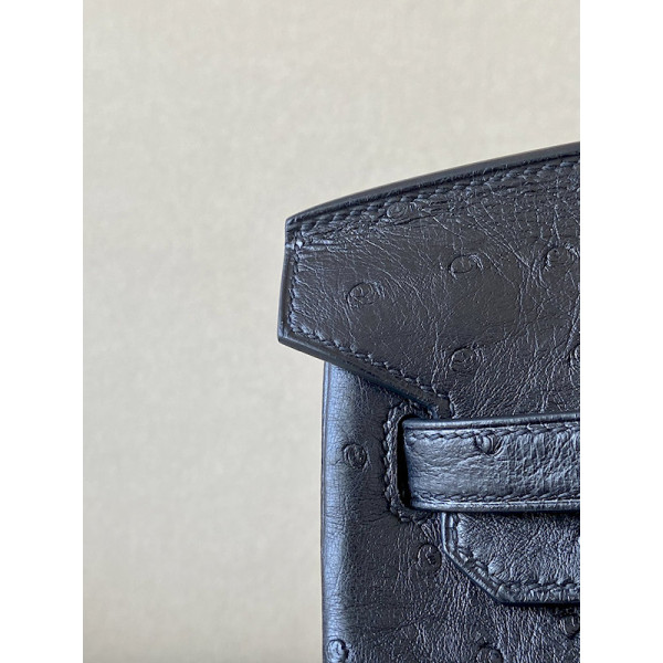 Hermes Birkin 25 Ostrich Nior(89) Palladium Hardware Black