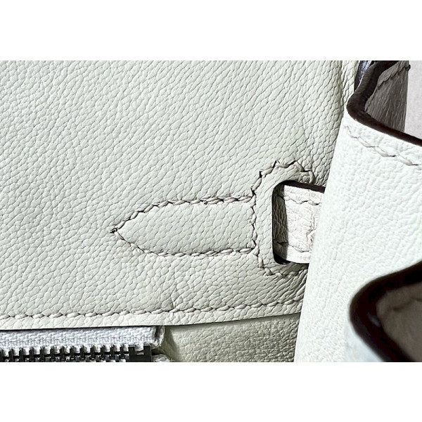 Hermes Birkin 25 Ostrich Parchemin(3C) Palladium Hardware White