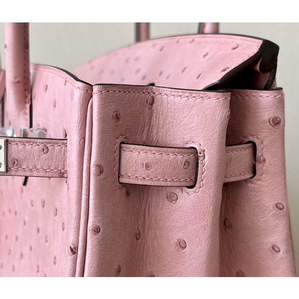 Hermes Birkin 25 Ostrich Terre Cuite(94)Palladium Hardware Pink