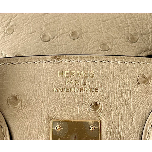 Hermes Birkin 25 Ostrich Trench(S2)Gold Hardware Dark Beige