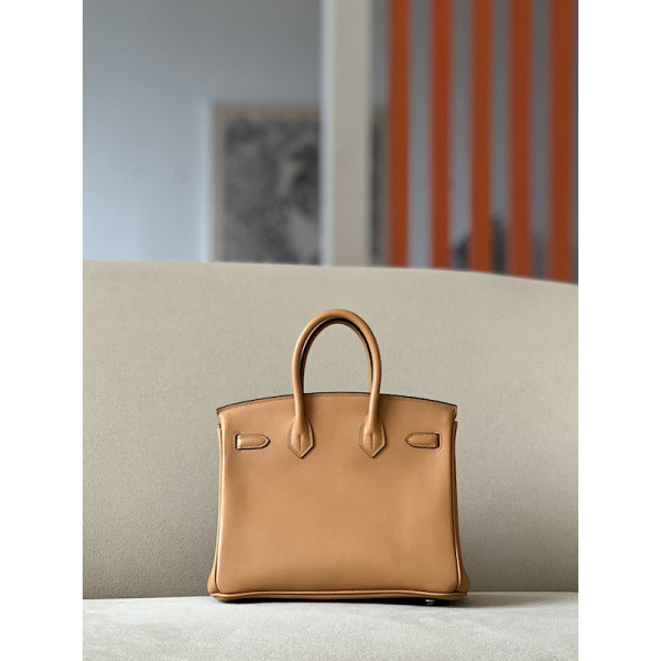Hermes Birkin 25 Swift Biscuit 4B Palladium Hardware Brown