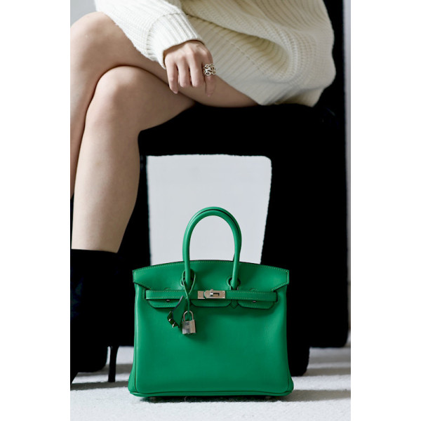 Hermes Birkin 25 Swift Menthe 6W Palladium Hardware Green
