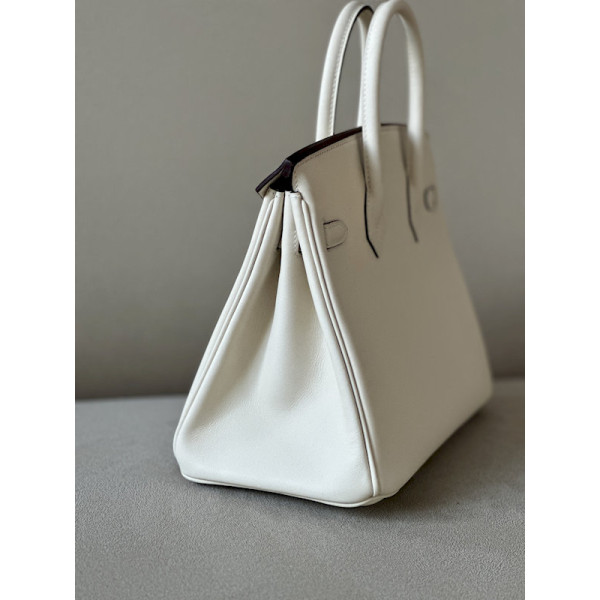 Hermes Birkin 25 Swift Nata I2 Palladium Hardware White