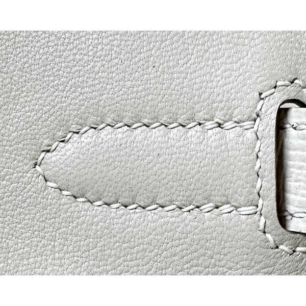 Hermes Kelly Pochette Swift Jaune Poussin (1Z) Palladium Hardware White