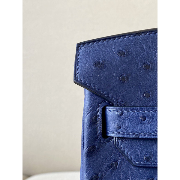 Hermes Birkin 30 Ostrich Blue Iris (77) Palladium Hardware