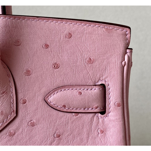 Hermes Birkin 30 Ostrich Rose Saiura(3Q) Palladium Hardware Pink