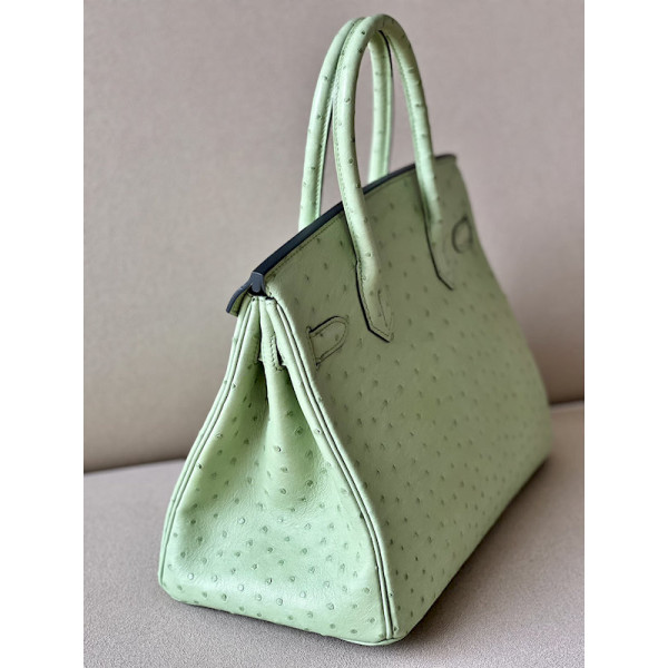 Hermes Birkin 30 Ostrich Vert Criquet (3I) Gold Hardware Green