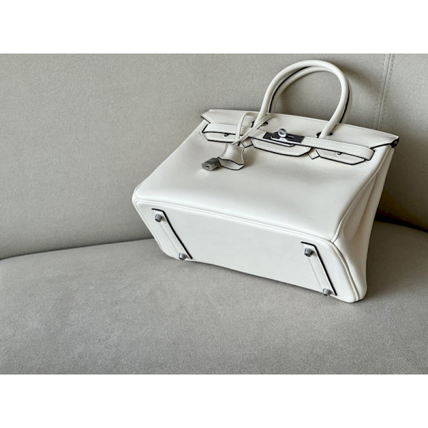 Hermes Birkin 30 Swift Nata I2 Palladium Hardware White
