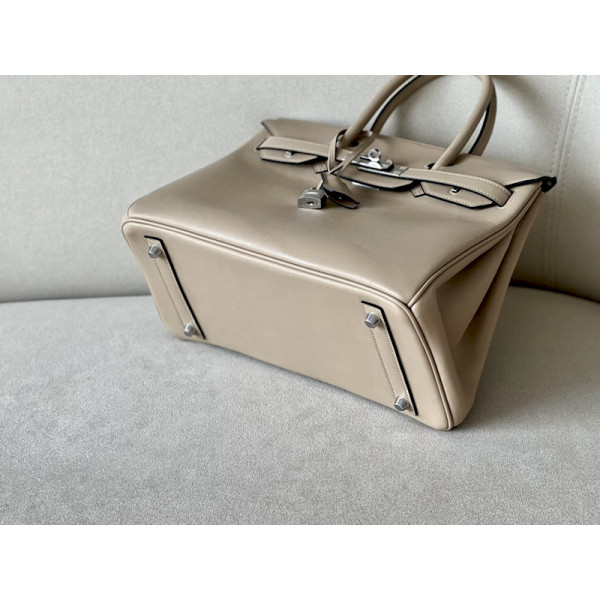Hermes Birkin 30 Swift Trench S2 Palladium Hardware Dark Beige