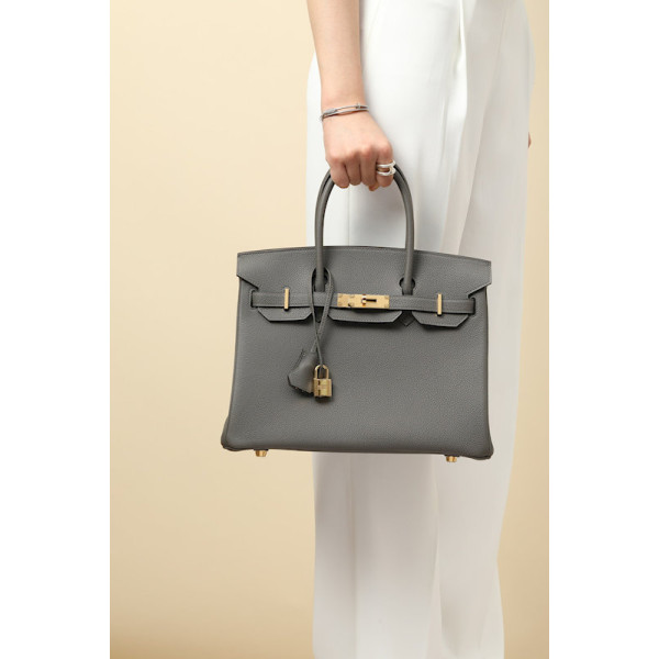 Hermes Kelly Pochette Epsom Gris Asphalte (M8) Gold Hardware Dark Brown