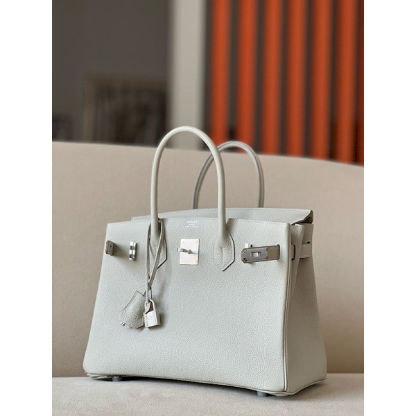 Hermes Birkin 30 Togo Gris Perle(80) Palladium Hardware White