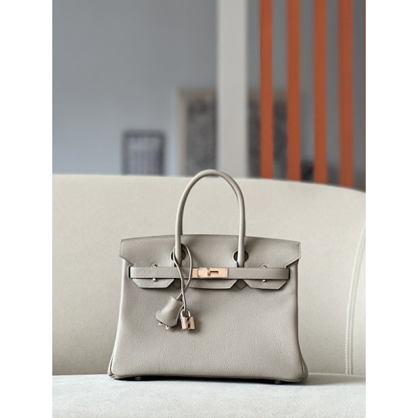 Hermes Birkin 30 Togo Gris Tourterelle(81) Rose Gold Hardware Beige
