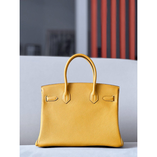 Hermes Birkin 30 Togo Jaune Amber (9D) Palladium Hardware Yellow