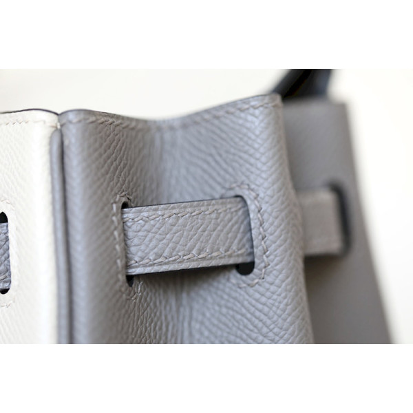 Hermes Birkin HSS 25 Epsom Etain(8F) and Craie(10) Gold Hardware White