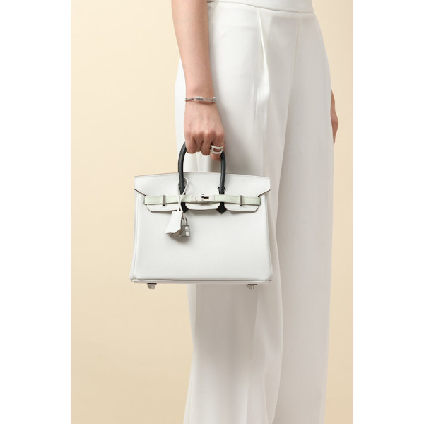 Hermes Kelly Pochette Swift Glycine (4W) Palladium Hardware White