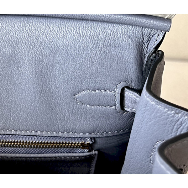 Hermes Birkin HSS 25 Ostrich Beton(8L) and Gris Agate(82) Gold Hardware White
