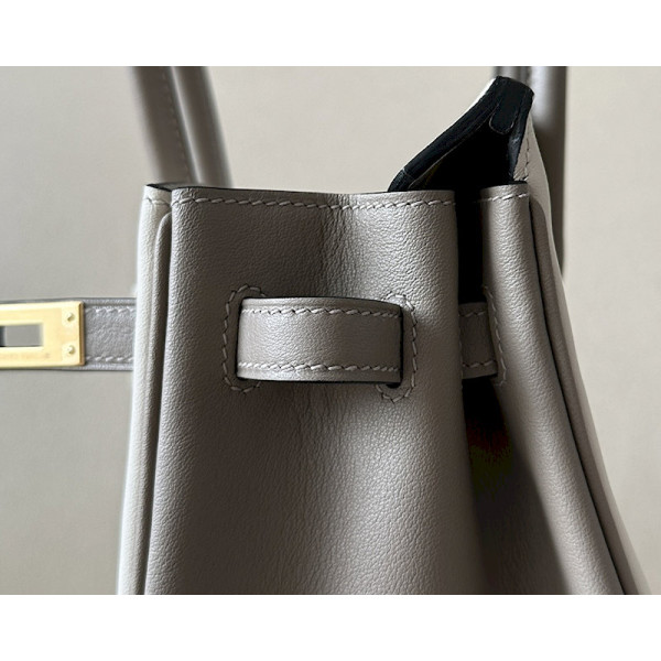 Hermes Birkin HSS 25 Swift Beton(8L) and Gris Asphalte(M8) Gold Hardware White