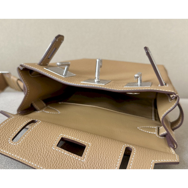 Hermes Kelly Cut 31 Epsom Rose Extreme (I6) Gold Hardware Dark Beige