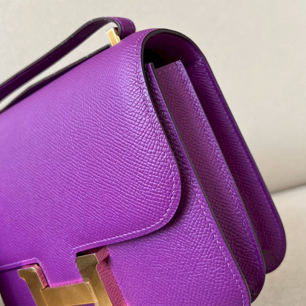 Hermes Constance 19 Ostrich Anemone (P9) Gold Hardware Purple