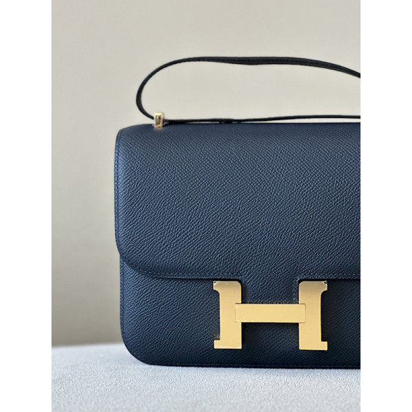 Hermes Constance 19 Ostrich Rose Tyrien (E5) Gold Hardware Black