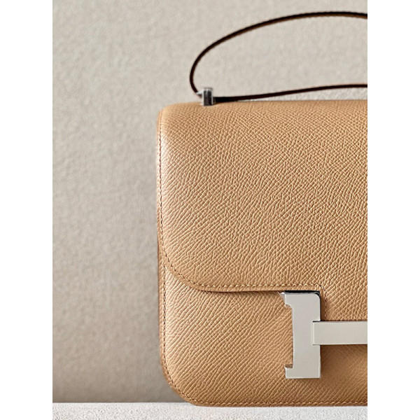 Hermes Constance 19 Shiny Alligator Gris Tourterelle (81) Gold Hardware Dark Beige