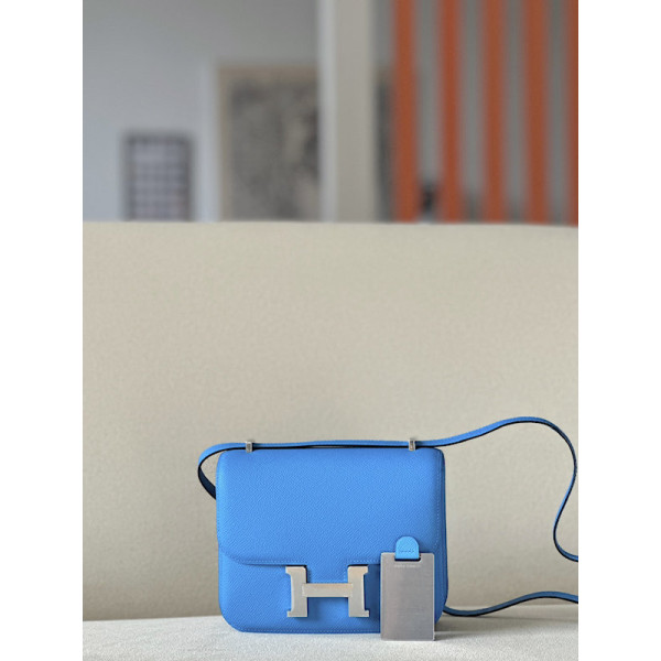 Hermes Constance 19 Shiny Alligator Nior (89) Gold Hardware Blue