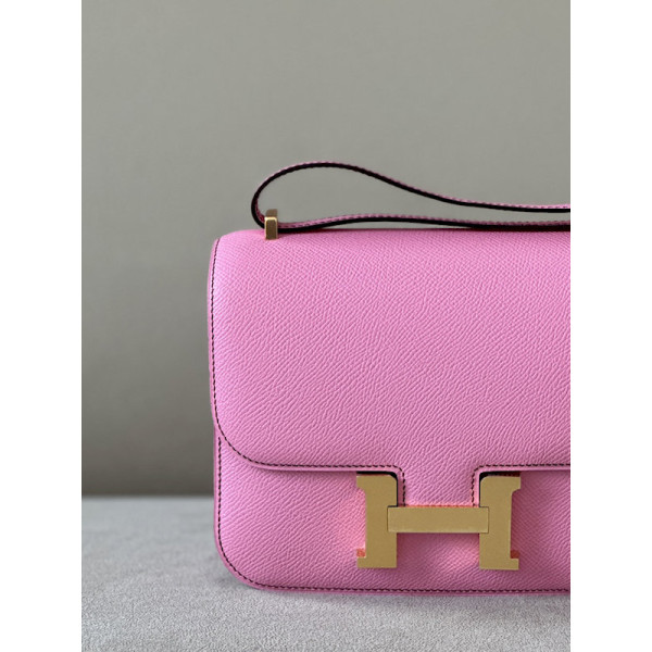 Hermes Constance 19 Epsom Jaune Amber(9D) Palladium Hardware Pink