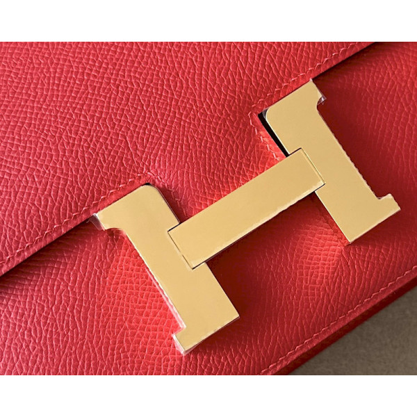 Hermes Constance 19 Epsom (5P) Palladium Hardware Red