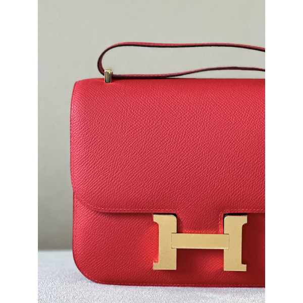 Hermes Constance 19 Epsom (5P) Palladium Hardware Red