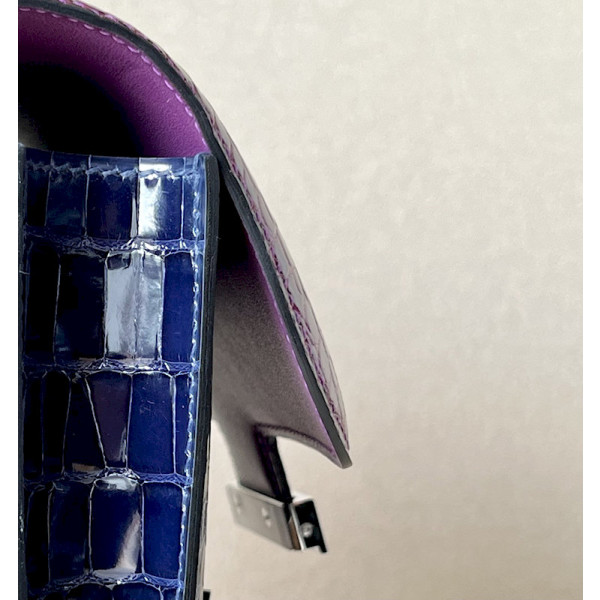 Hermes Constance 19 Epsom Rouge Casaque(Q5) Palladium Hardware Burgundy and Dark Blue