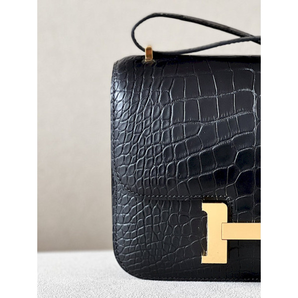 Hermes Constance 19 Lizard Ficelle (17) And Gris Caillou(8D)Palladium Hardware Black