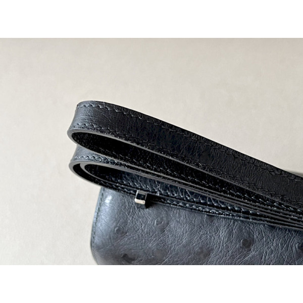 Hermes Constance 19 Ostrich Graphite (88) Palladium Hardware Black