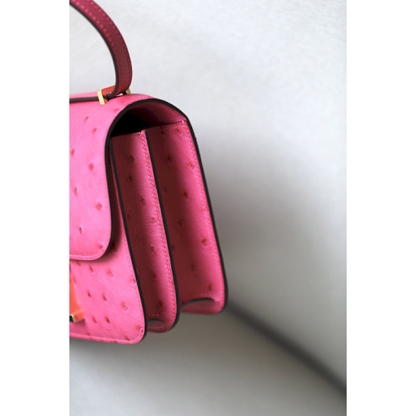 Hermes Constance 19 Lizard Nior(89) Palladium Hardware Rose Pink