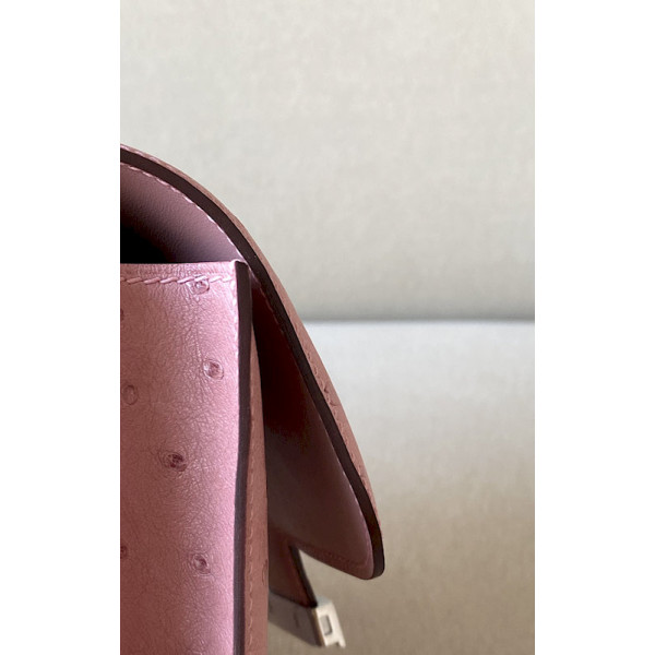 Hermes Constance 19 Ostrich Gris Asphalte (M8) Palladium Hardware Pink