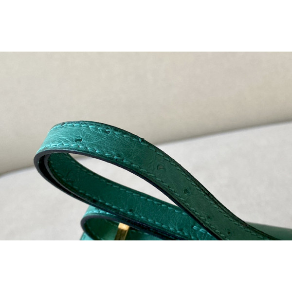 Hermes Constance 19 Ostrich Gris Perle (80) Gold Hardware Green