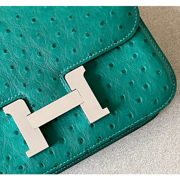 Hermes Bolide Mini Evercolor Mauve Pale (09) Palladium Hardware Dark Green
