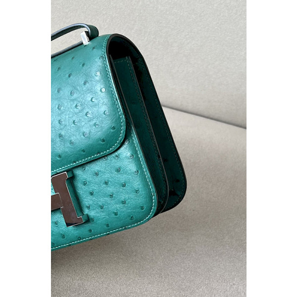 Hermes Bolide Mini Evercolor Mauve Pale (09) Palladium Hardware Dark Green