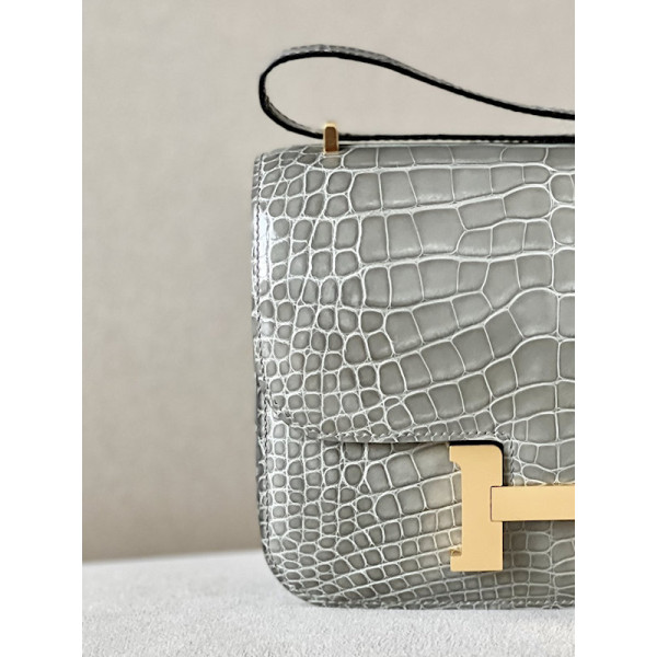 Hermes Constance 19 Ostrich Nior (89) Palladium Hardware Grey